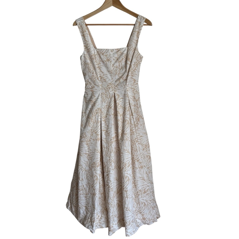 Lands’ End Midi Sundress Size 2 | 100% Cotton | Lined w/ Pockets | Neutral